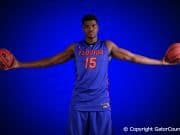 Florida Gators Basketball Media Day Portraits-Florida Gators center John Egbunu