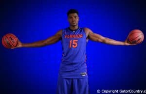 Florida Gators Basketball Media Day Portraits-Florida Gators center John Egbunu