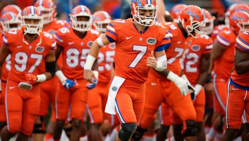 Florida Gators QB Will Grier leads the team out against Ole Miss- 1280x853