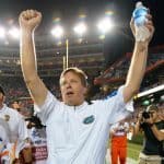 lorida Gators head coach Jim McElwain celebrates the Gators win over Ole Miss- 1280x855