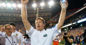 lorida Gators head coach Jim McElwain celebrates the Gators win over Ole Miss- 1280x855
