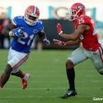Florida Gators running back Kelvin Taylor runs for a first down against Georgia in 2015- 1280x852