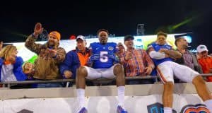 Jacksonville native Ahmad Fulwood celebrates with Jalen Tabor after the Florida Gators win over Georgia in 2014- Florida Gators football- 1280x852