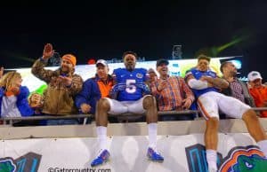 Jacksonville native Ahmad Fulwood celebrates with Jalen Tabor after the Florida Gators win over Georgia in 2014- Florida Gators football- 1280x852