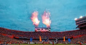 he Florida Gators football team runs out against Ole Miss- 1280x855