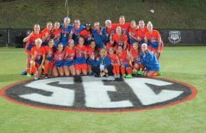 The University of Florida women's soccer team celebrates winning a SEC Championship- Florida Gators soccer- 1280x960