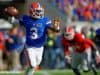 Treon Harris completes a pass against Georgia in a Florida Gators upset win in 2014- Florida Gators Football- 1280x852