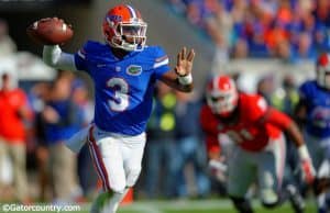 Treon Harris completes a pass against Georgia in a Florida Gators upset win in 2014- Florida Gators Football- 1280x852