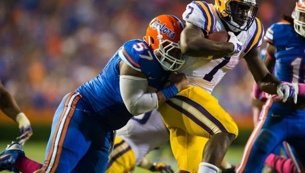 University of Florida defensive tackle Caleb Brantley tackles LSU Tigers running back Leonard Fournette- Florida Gators football- 1280x852