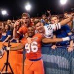 University of Florida freshman defensive lineman CeCe Jefferson celebrates with fans following the Florida Gators 38-10 win over Ole Miss- Florida Gators football- 1280x852