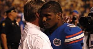 Miller Report: No big loss for Florida Gators University of Florida head coach Jim McElwain embraces sophomore quarterback Treon Harris following the Florida Gators loss to LSU- Florida Gators Football- 1280x852