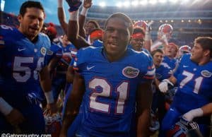 University of Florida junior running back Kelvin Taylor celebrates the Florida Gators comeback win against the Tennessee Volunteers in 2015- Florida Gators football- 1280x854