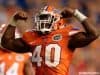 University of Florida linebacker Jarrad Davis celebrates after a goalline stand against Ole Miss- Florida Gators football- 1280x852