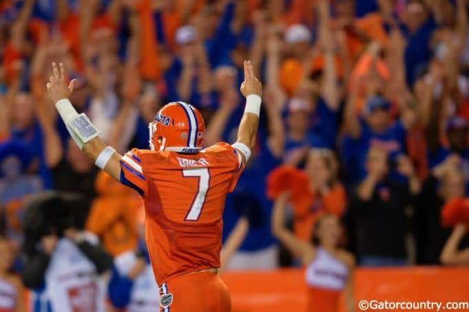 University of Florida quarterback Will Grier celebrates one of four touchdown passes against Ole Miss- Florida Gators football- 1280x852