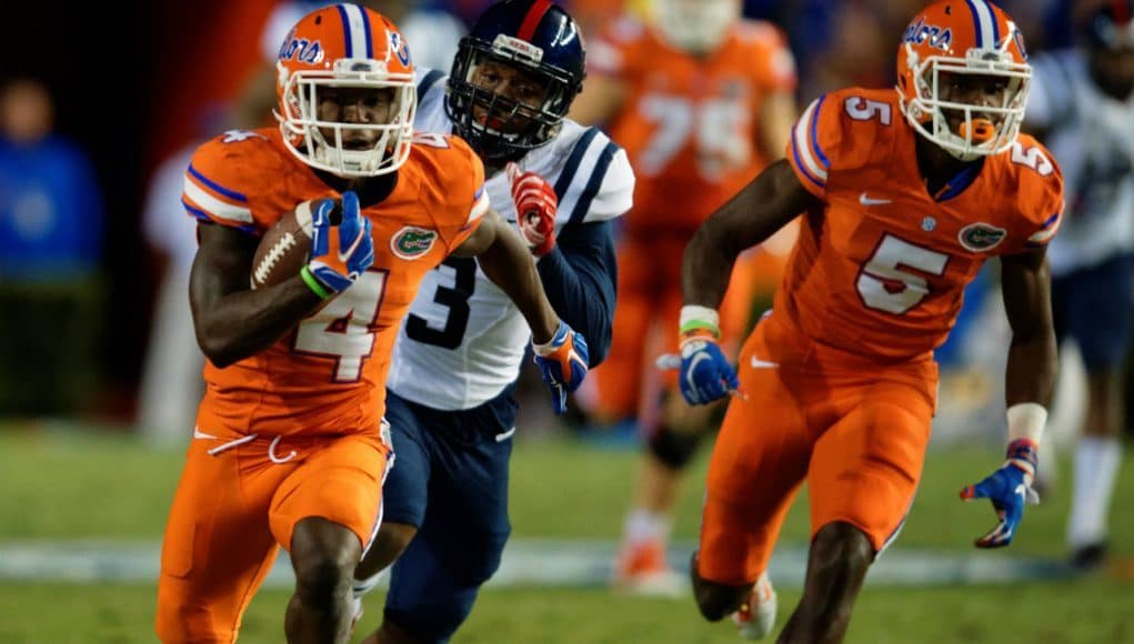 University of Florida receiver Brandon Powell races to the end zone for a touchdown against Ole Miss- Florida Gators football- 1280x852