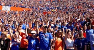 Fans cheer on the Florida Gators football team as they take on the Vanderbilt Commodores during homecoming- Florida Gators football- 1280x853