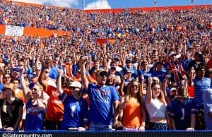 Fans cheer on the Florida Gators football team as they take on the Vanderbilt Commodores during homecoming- Florida Gators football- 1280x853