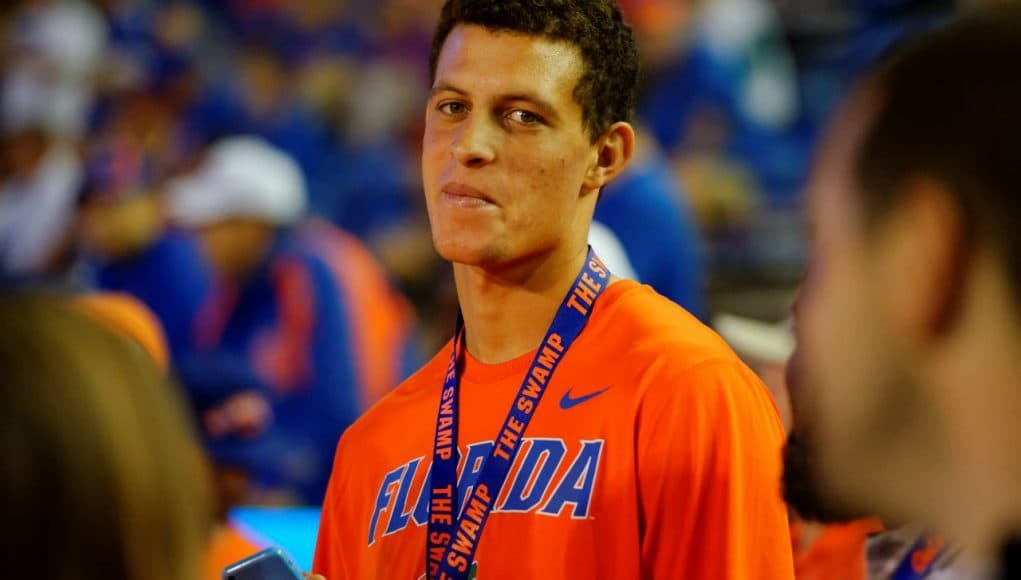 Feleipe Franks takes in the Florida Gators game against Florida State at Ben Hill Griffin Stadium- Florida Gators football- 1280x852