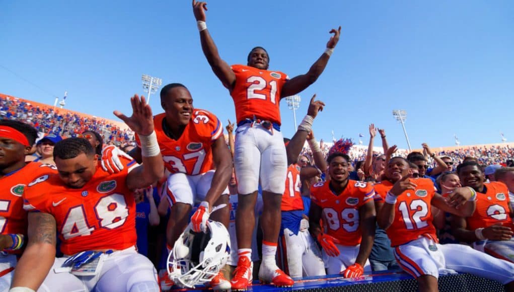 Florida Gators celebrate winning the SEC eastern division championship- 1280x855