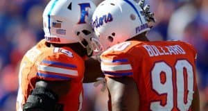 Florida Gators defensive linemen Alex McCalister and Jon Bullard celebrate a sack against Vanderbilt- Florida Gators football- 1280x852