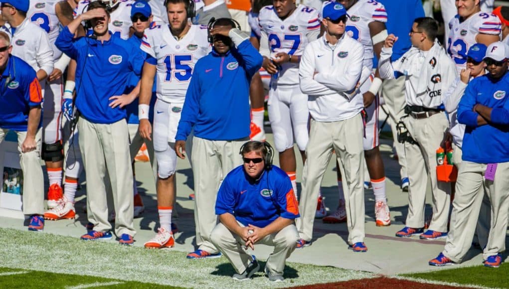 Florida Gators football coach Jim McElwain coaches against South Carolina- 1280x846