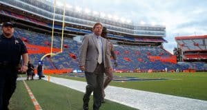Jim McElwain takes his pre-game walk around the field at Ben Hill Griffin Stadium- Florida Gators football- 1280x852