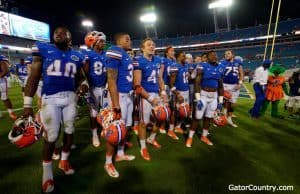 The Florida Gators football team celebrate a win over Georgia- 1280x852