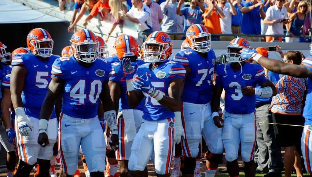 The Florida Gators football team gets ready to enter the field against Georgia - 1280x852