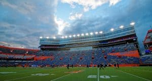 The Florida Gators walk across the filed during Gator Walk before taking on the Florida State Seminoles- Florida Gators football- 1280x852