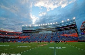 The Florida Gators walk across the filed during Gator Walk before taking on the Florida State Seminoles- Florida Gators football- 1280x852