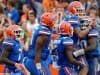University of Florida defensive players celebrate a big tackle by Jarrad Davis against the FAU Owls- Florida Gators football- 1280x852