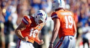 University of Florida kicker Austin Hardin celebrates his 43-yard field goal against vanderbilt- Florida Gators football- 1280x852