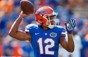 University of Florida quarterback Josh Grady warms up before the Florida Gators game against Tennessee- Florida Gators football- 1280x852