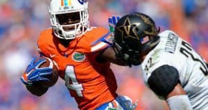 University of Florida receiver Brandon Powell carries the ball against the Vanderbilt Commodores- Florida Gators football- 1280x852