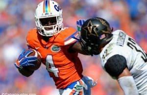 University of Florida receiver Brandon Powell carries the ball against the Vanderbilt Commodores- Florida Gators football- 1280x852