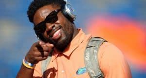 University of Florida receiver Raph Andrades walks into the stadium before the Florida Gators homecoming game against Vanderbilt- Florida Gators football- 1280x852