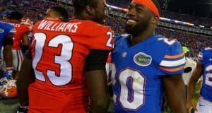 Let’s talk about defense: Florida Gators smother Georgia University of Florida safety Marcus Maye walks off the field after the Florida Gators beat the Georgia Bulldogs 27-3