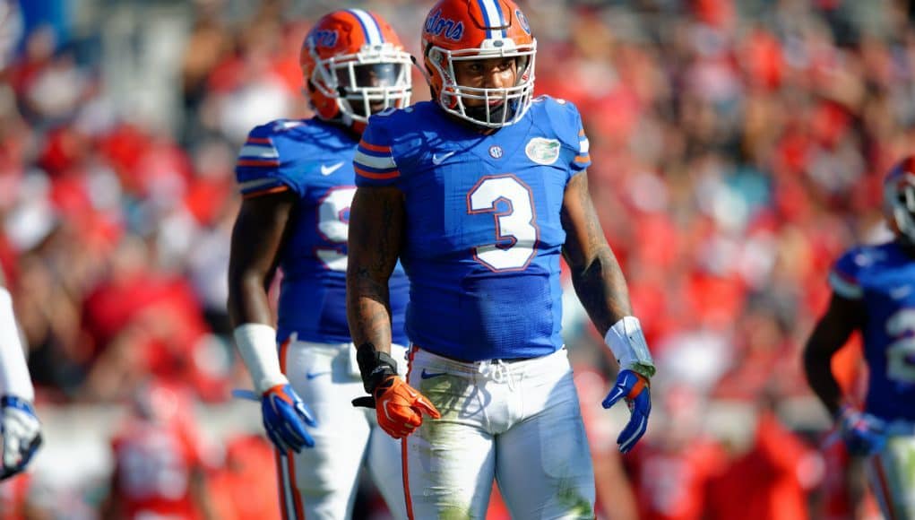 University of Florida senior linebacker Antonio Morrison reads the Georgia offense in the Florida Gators win over their rival- Florida Gators football- 1280x852