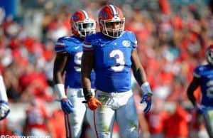 University of Florida senior linebacker Antonio Morrison reads the Georgia offense in the Florida Gators win over their rival- Florida Gators football- 1280x852