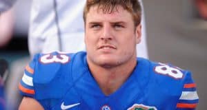 University of Florida senior tight end Jake McGee stretches before the Florida Gators game against Georgia- 1280x852