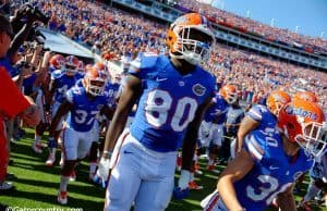 University of Florida tight end C'yontai Lewis runs out on to EverBank Field to take on the Georgia Bulldogs- Florida Gators football- 1280x852