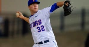 Florida Gators RHP Logan Shore delivers against Rhode Island in the Gators 2015 season opener- Florida Gators baseball- 1280x850