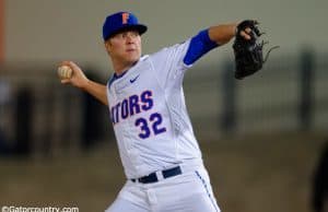 Florida Gators RHP Logan Shore delivers against Rhode Island in the Gators 2015 season opener- Florida Gators baseball- 1280x850