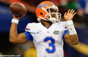 Florida Gators starting quarterback Treon Harris warms up before the SEC Championship game against the University of Alabama Crimson Tide- Florida Gators football- 1280x852