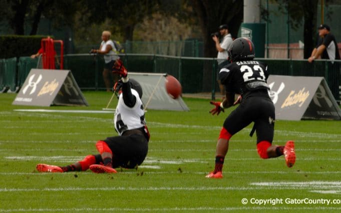 Florida Gators Defensive Back Commit Chauncey Gardner Defends Pass At Tuesday Practice of Under Armour All-American Game