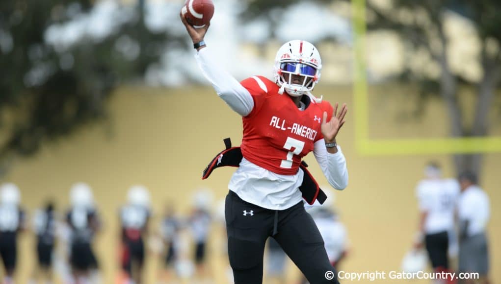 Florida Gators Quarterback Recruit Dwayne Haskins Throws During Practice for Under Armour All-American Game-Florida Gators-1280x851