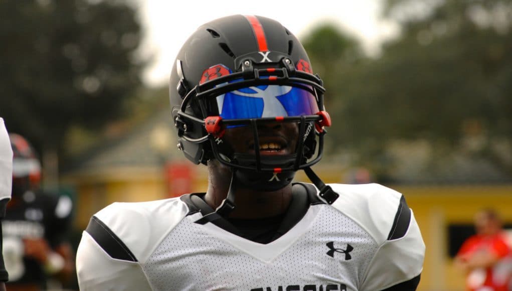 Florida Gators Wide Receiver Recruit Sam Bruce Warms Up at Tuesday Practice of Under Armour All-American Game