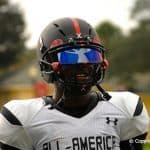 Florida Gators Wide Receiver Recruit Sam Bruce Warms Up at Tuesday Practice of Under Armour All-American Game
