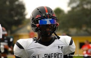 Florida Gators Wide Receiver Recruit Sam Bruce Warms Up at Tuesday Practice of Under Armour All-American Game