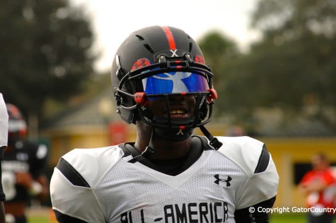 Florida Gators Wide Receiver Recruit Sam Bruce Warms Up at Tuesday Practice of Under Armour All-American Game
